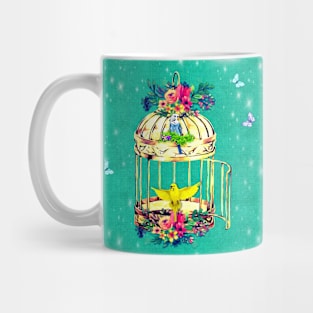 Bird Cage and Budgerigars aka Parakeets Mug